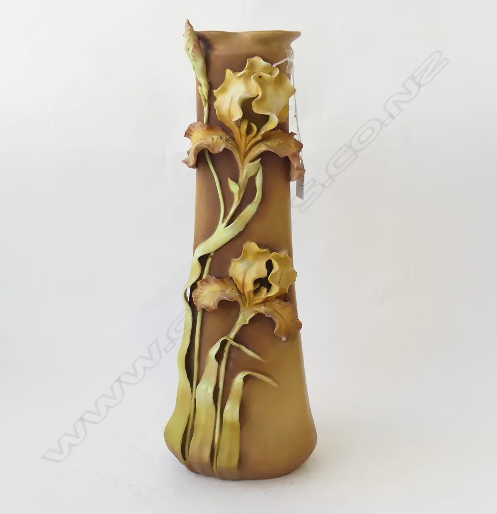 ART NOUVEAU AMPHORA IRIS VASE H390MM Image 1++