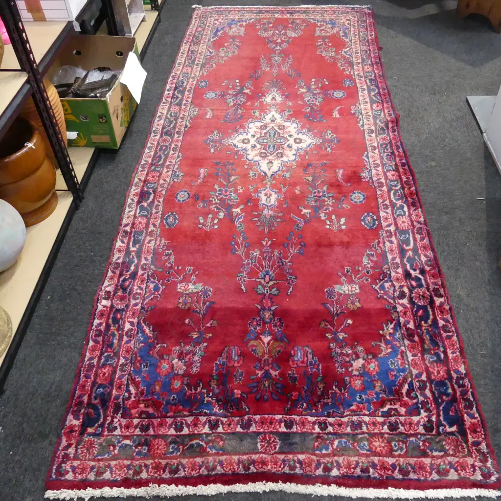 VINTAGE PERSIAN HAMADAN RUNNER, 1100 x 2800mm, some faults Image 1++