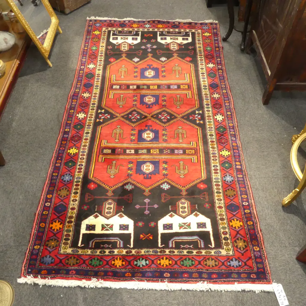 VINTAGE PERSIAN KOLYAI WOOL PILE RUG 1440 x 2750mm minor faults Image 1++
