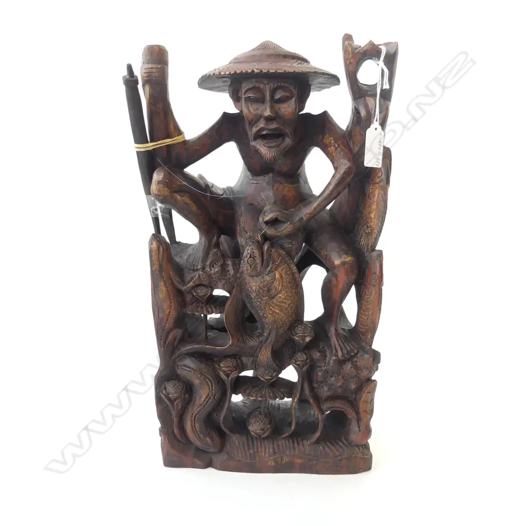 WOODEN FISHERMAN STATUE, H.430MM Image 1++