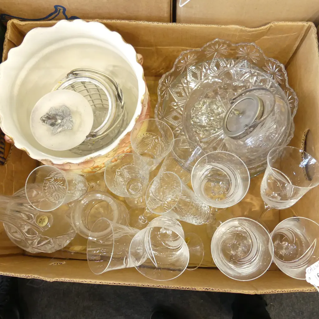 ASST. CRYSTAL; DECANTER, JARDINIERE ETC Image 1++