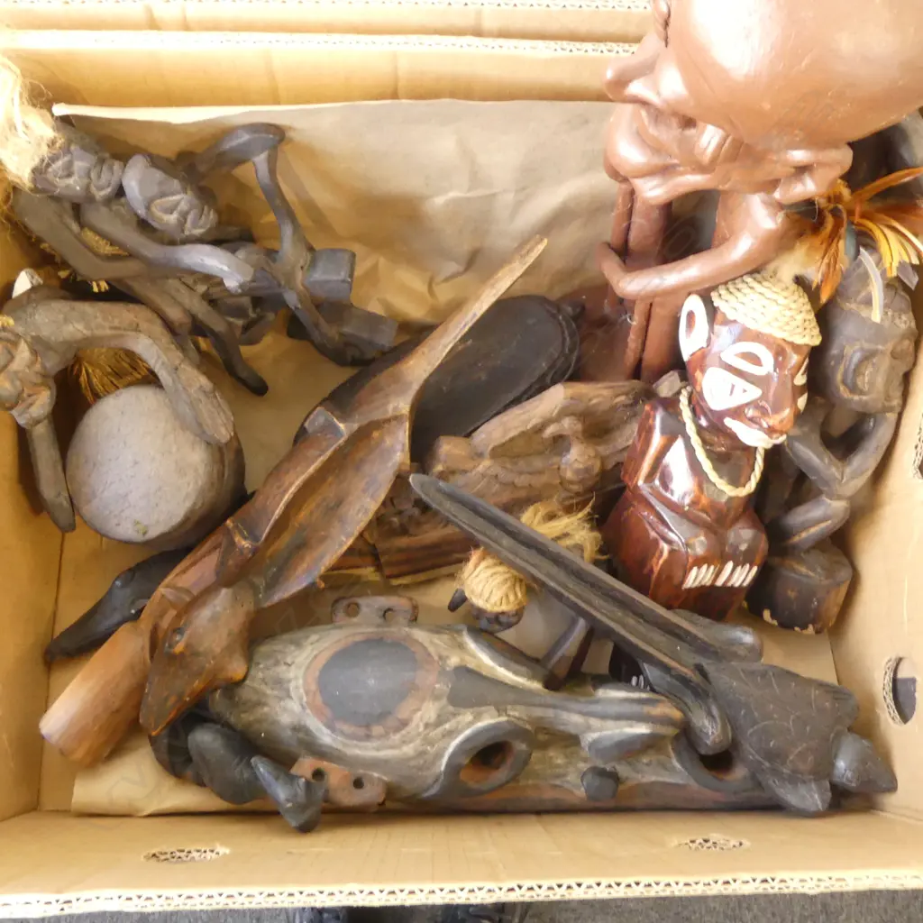 BOX LOT PNG & INDONESION WOOD CARVINGS Image 1++
