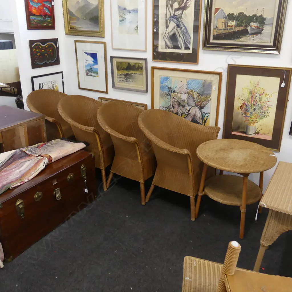 4 LUSTYS LLOYD LOOM CHAIRS & TABLE 615mm dia Image 1++