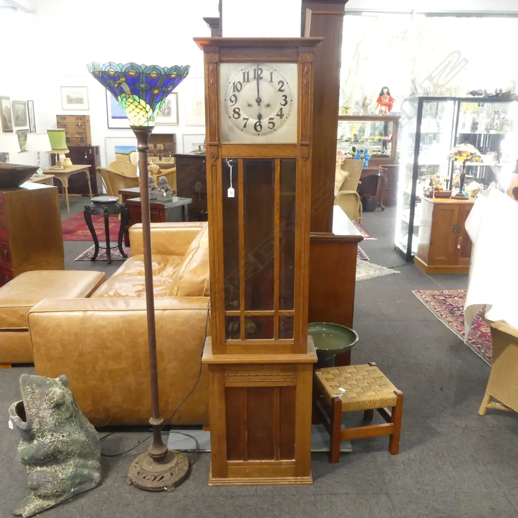 ART DECO OAK GRANDFATHER CLOCK H1840MM Image 1++