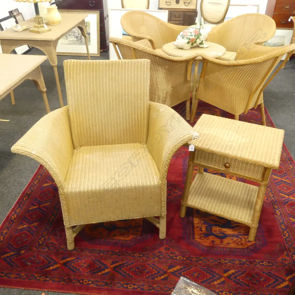 LUSTYS LLOYD LOOM ARM CHAIR 850x650x830mm & SIDE TABLE 480x380x550mm Image 1++
