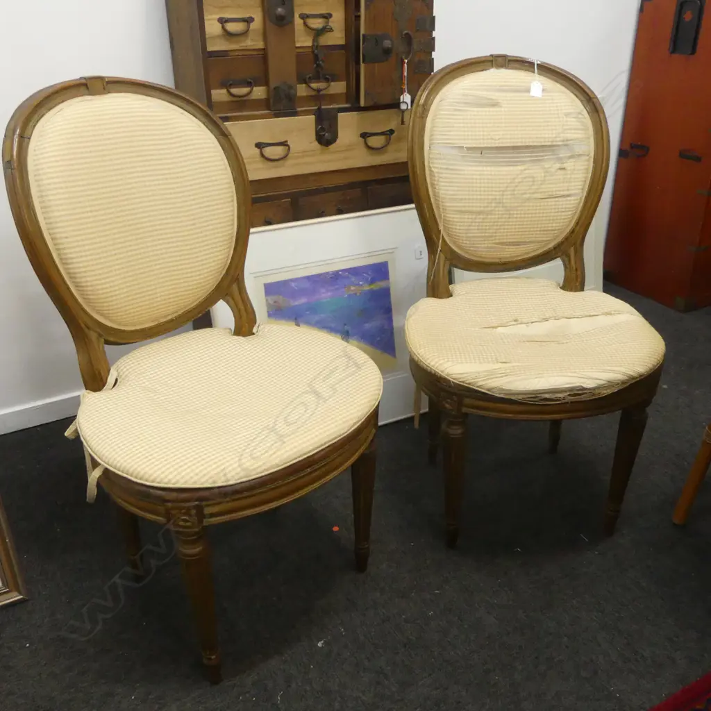 PR ANTIQUE FRENCH DINING CHAIRS, FABRIC WORN Image 1++