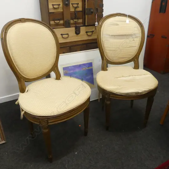 PR ANTIQUE FRENCH DINING CHAIRS, FABRIC WORN