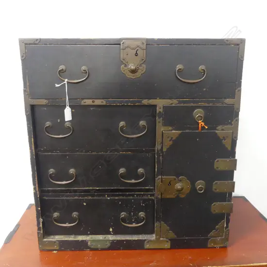 BLACK TANSU CHEST 565x305x600mm