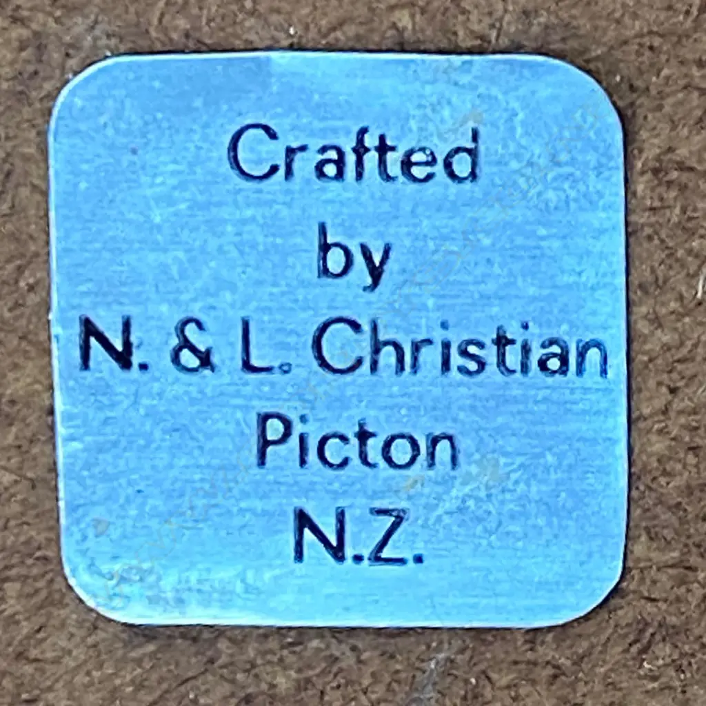 VINTAGE NZ KIDNEY TABLE BY N & L CHRISTIAN OF PICTON, SHELL MAP OF NZ TO TOP, W.650mm Image 1++