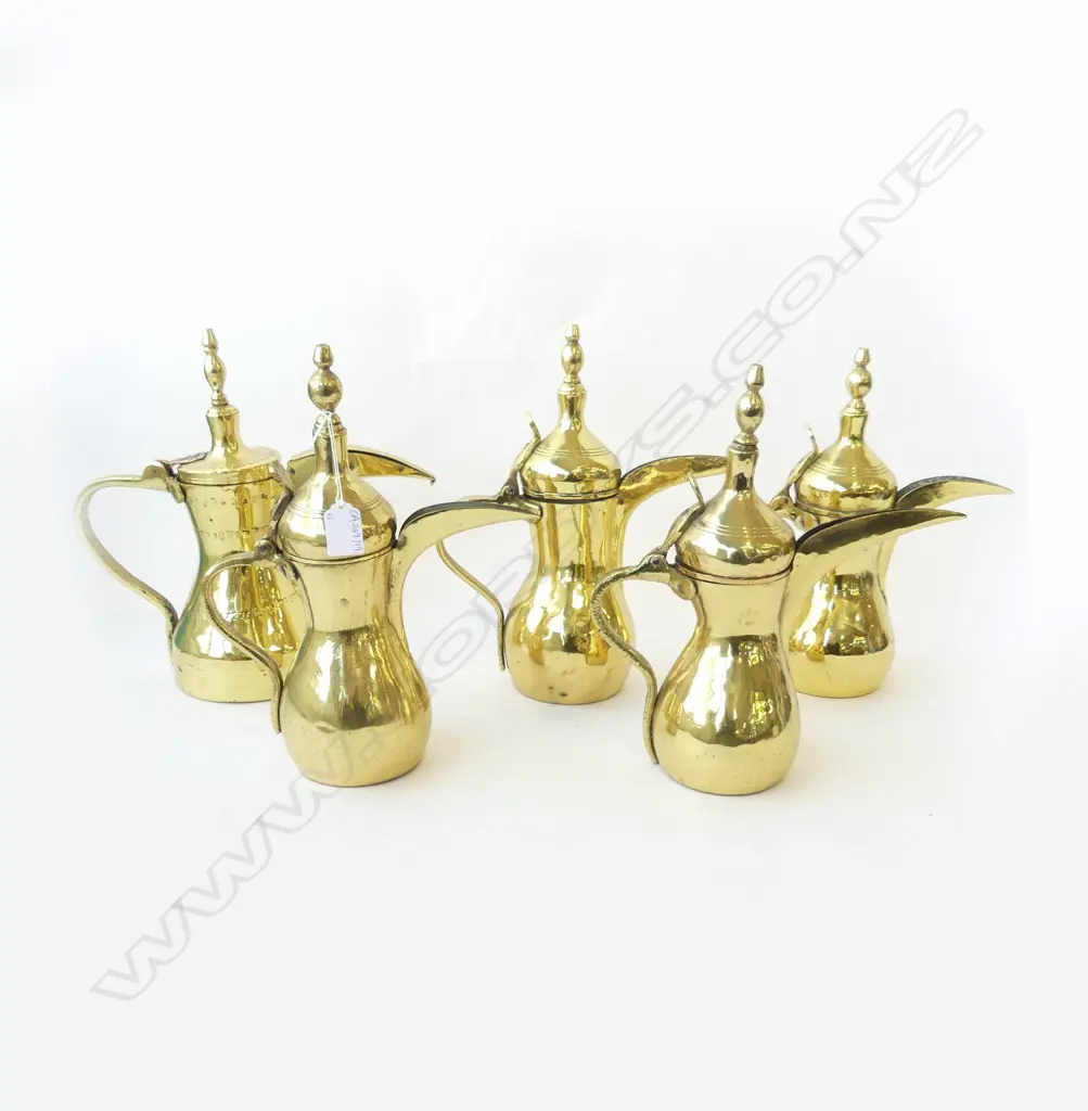 5 MIDDLE EASTERN BRASS JUGS H.310mm Image 1++