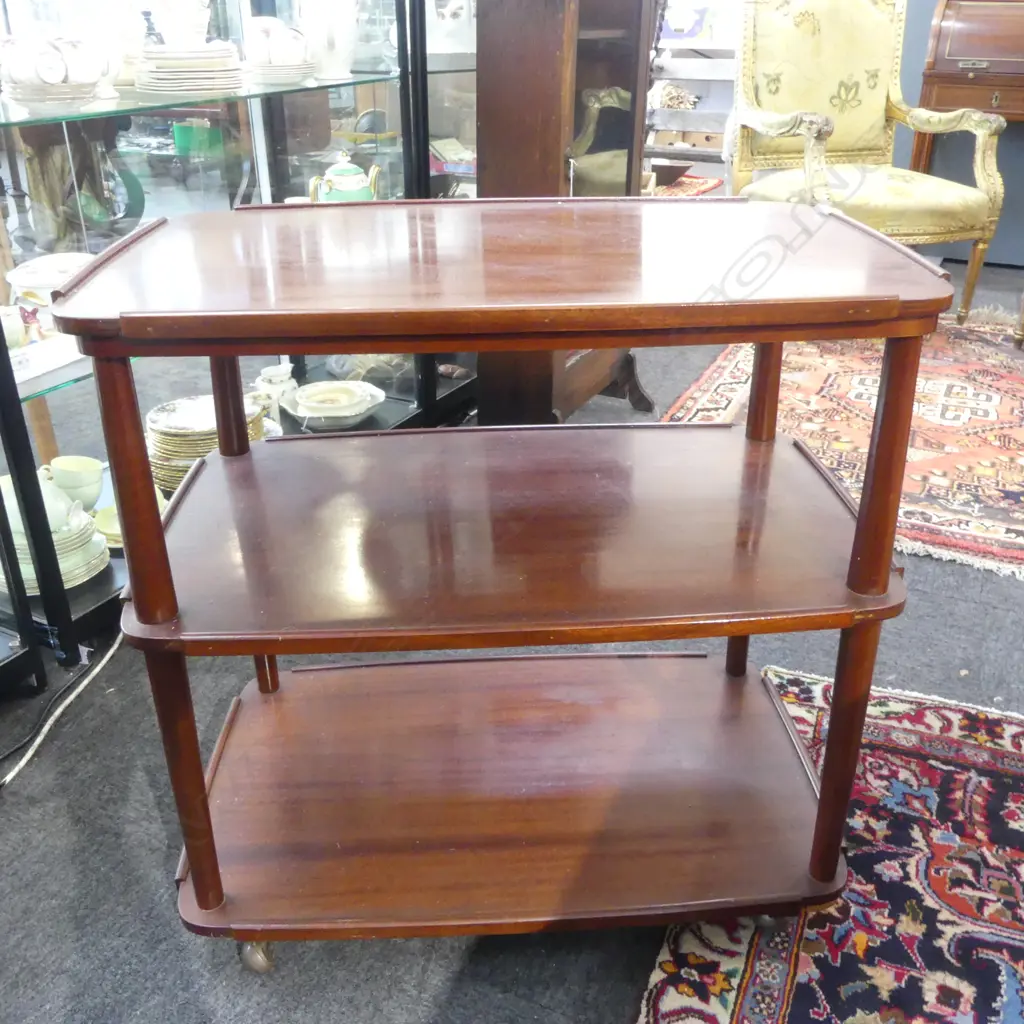 RETRO 3 TEIR MAHOGANY DRINKS TROLLY H700 L700MM Image 1++