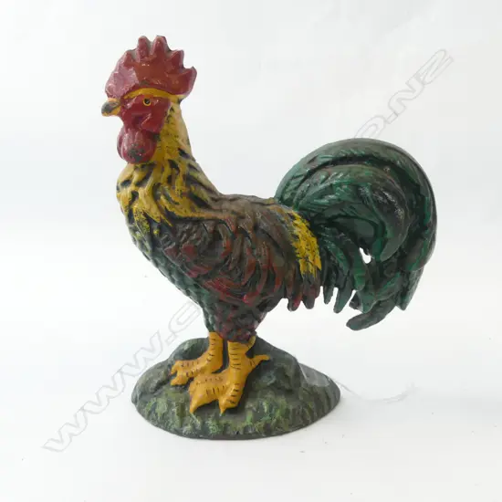 VINTAGE CAST IRON ROOSTER DOOR STOP, H.205MM