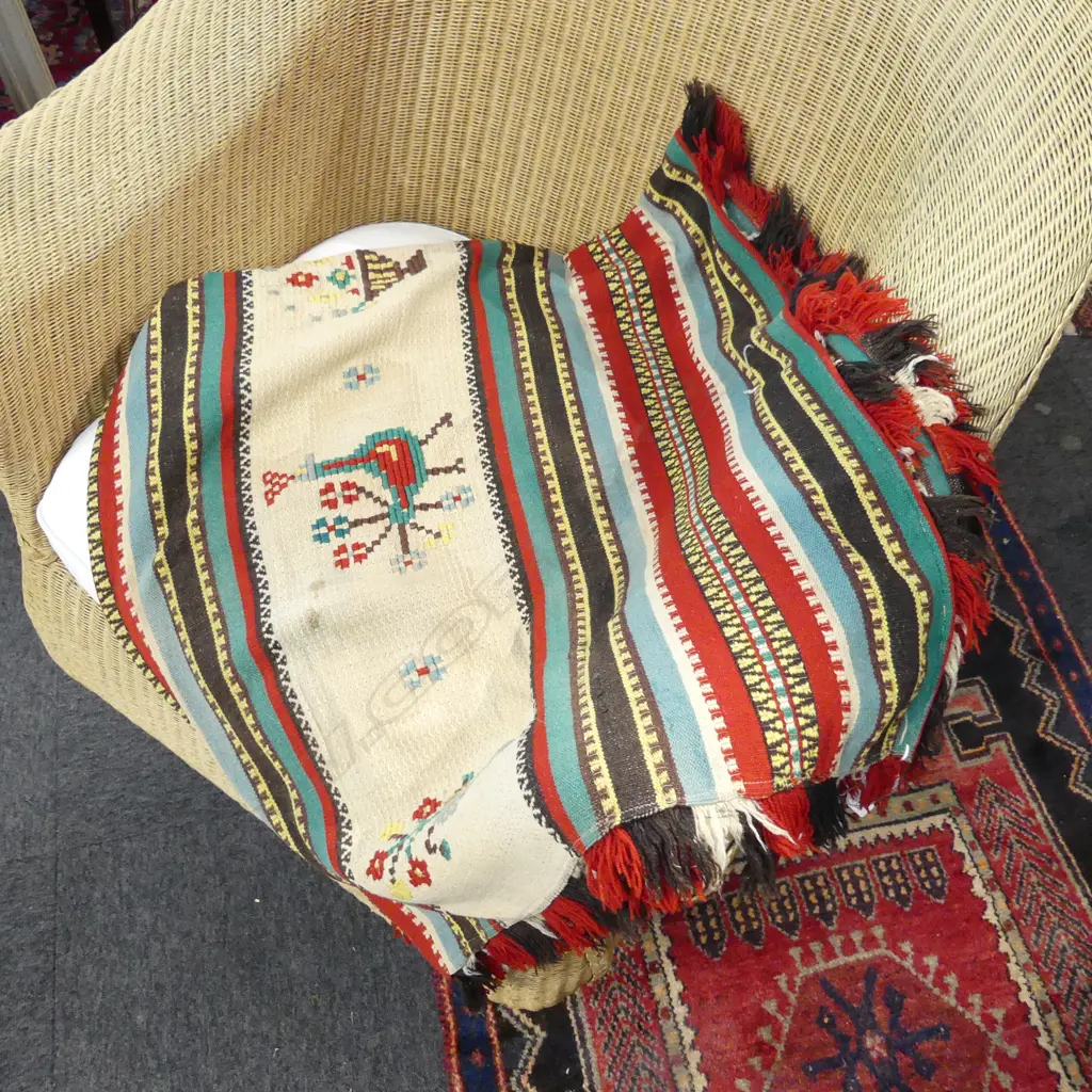 VINTAGE EMBROIDERED COLOURFUL TEXTILE BIRDS & FLOWERS 140 X 140mm  Image 1++