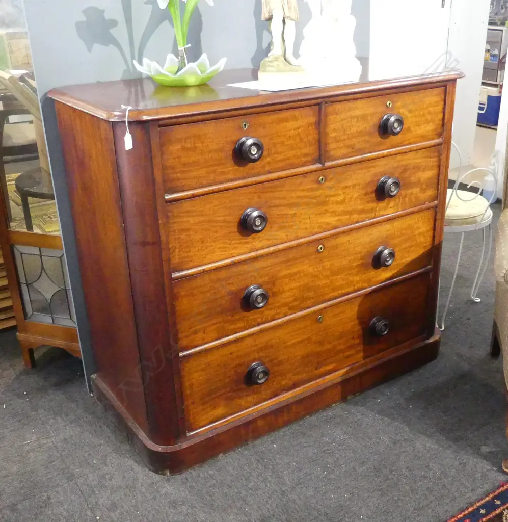 VICTORIAN MAHOGANY 5 DRAWER CHEST 1170x520x1020mm Image 1++