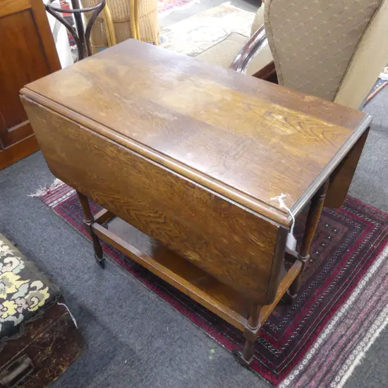 OAK DROP LEAF TEA TROLLEY W.760mm