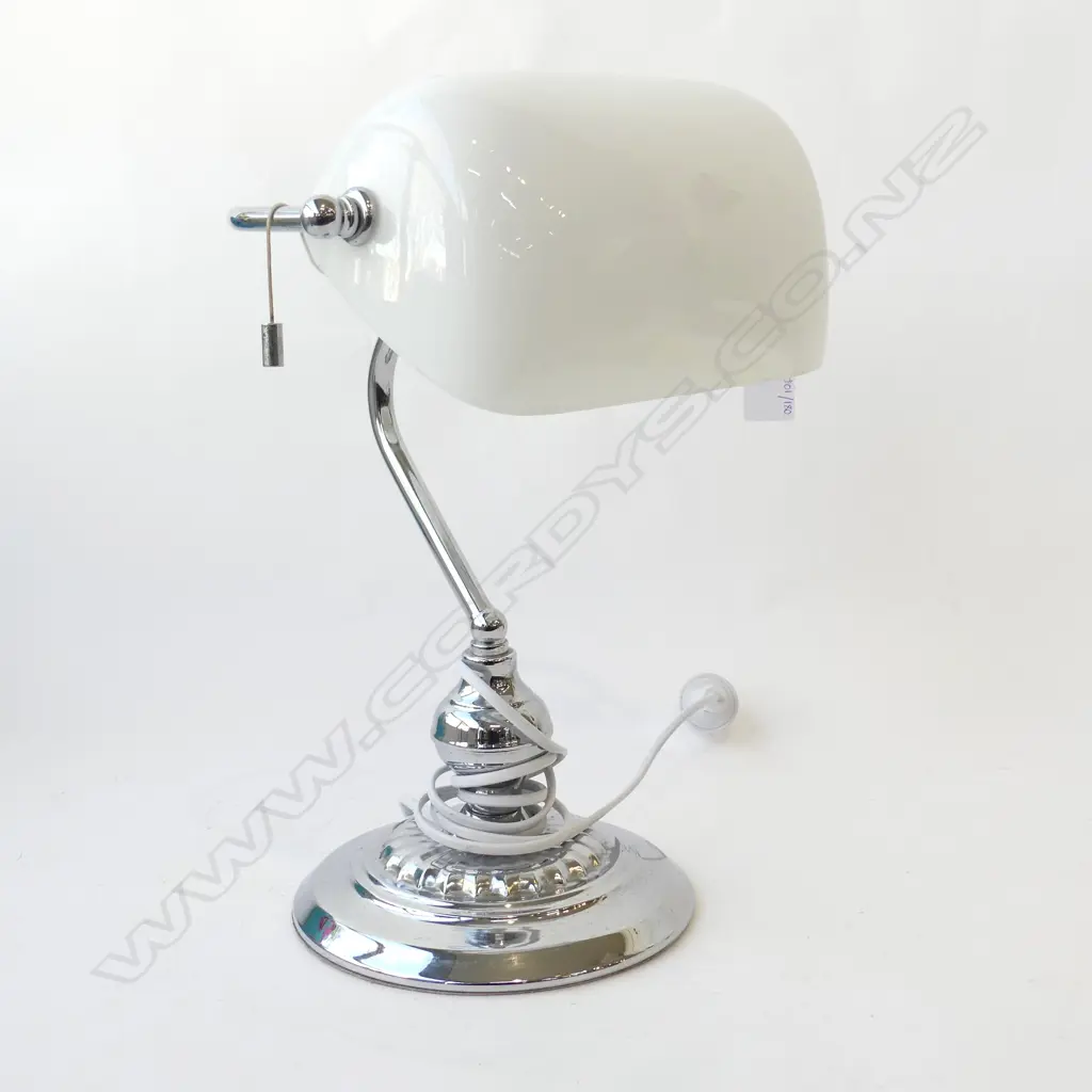 BANKERS LAMP, WHITE GLASS SHADE H.375mm Image 1++