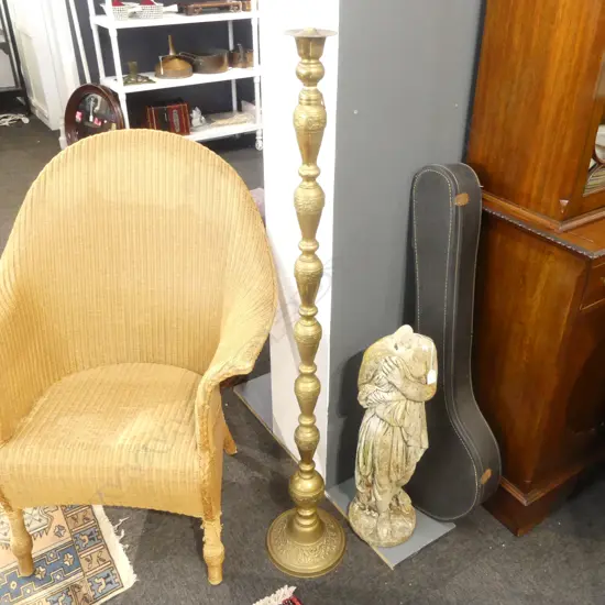 BRASS STANDARD FLOOR LAMP STAND H.1340mm (DISASSEMBLES, NOT WIRED)