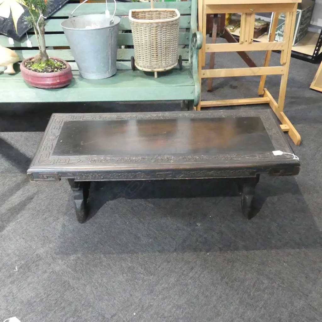 CHINESE CARVED LONG LOW OPIUM TABLE H340 L1020MM Image 1++