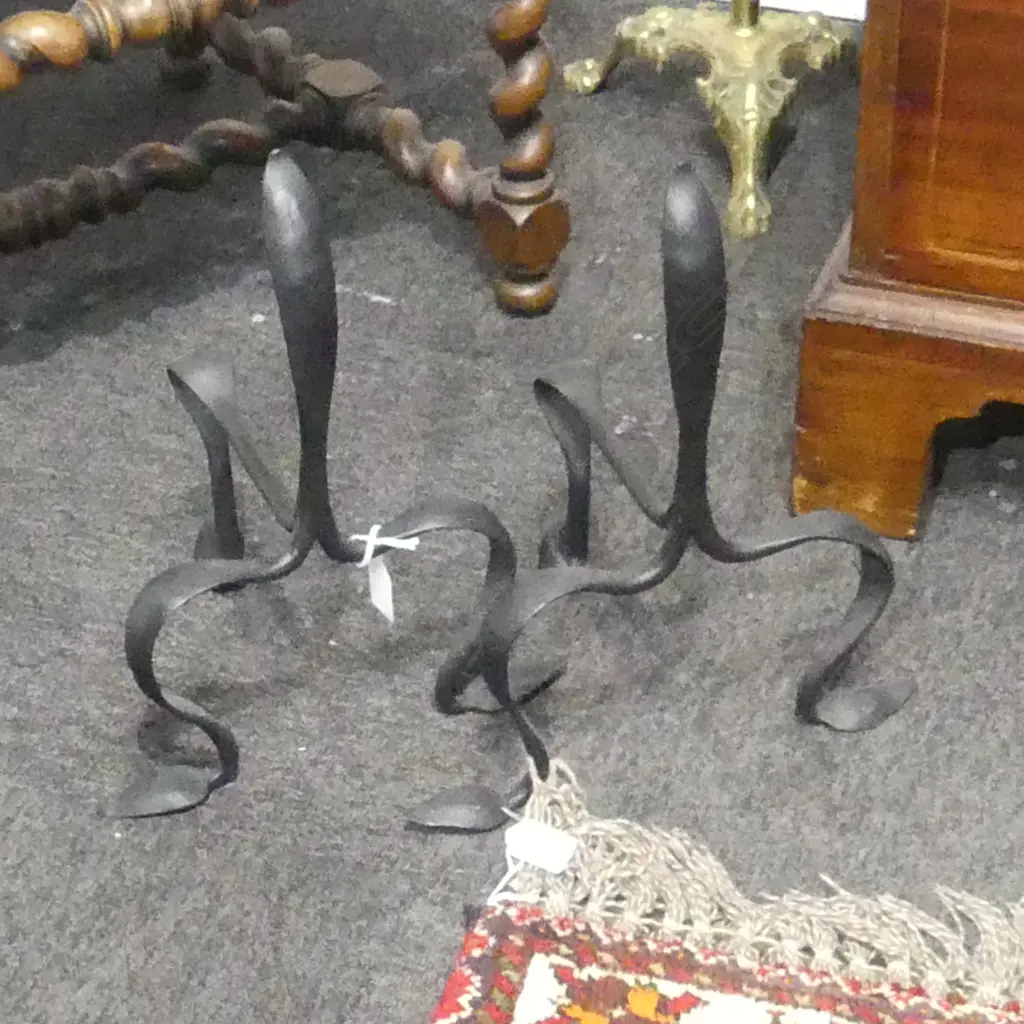 PR WROUGHT IRON FIRE DOGS H.370mm Image 1++