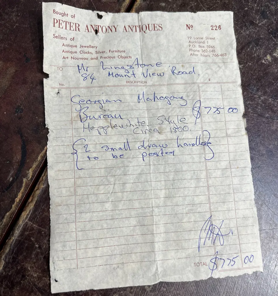 GEORGE III C1820 MAHOGANY DROP FRONT BUREAU 1100x670x975mm well fitted interior original receipt inside Image 1++