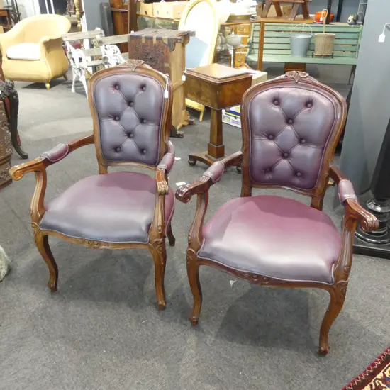 PR FRENCH STYLE LEATHER ARMCHAIRS