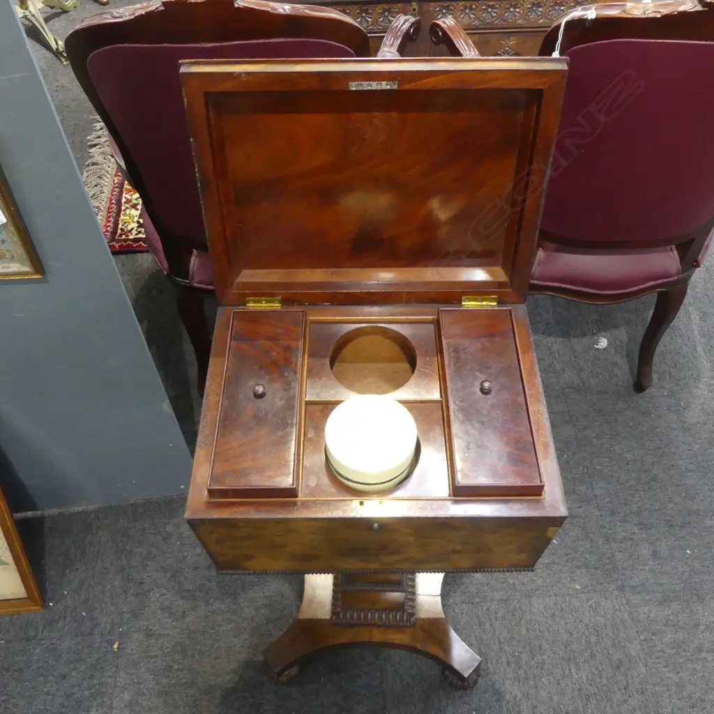 GEORGIAN MAHOGANY TEAPOY 415x315x770mm Image 1++