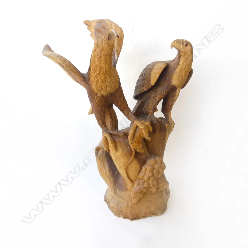 2 CARVED WOODEN EAGLES H.740mm Image 1++