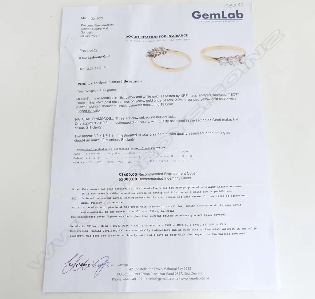 18ct THREE STONE DIAMOND RING D=0.42ct 2.3gm, SIZE P, VALUATION Image 1++