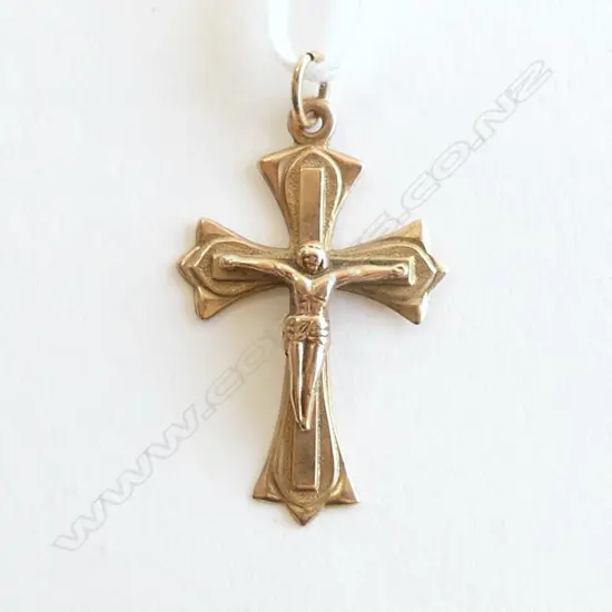9ct VINTAGE ROSE GOLD CRUCIFIX PENDANT 2.2gms