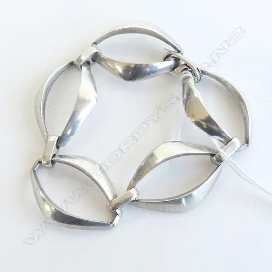 RETRO SILVER .800 DESIGNER BRACELET lge oval elliptical links 