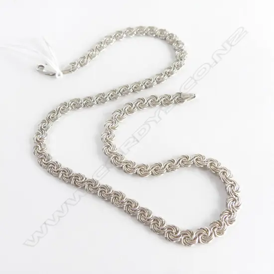 STERLING SILVER FANCY DESIGN NECKLACE 47CM 29.5 GMS