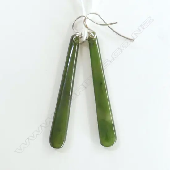 PR SILVER MOUNTED POUNAMU DROP EARRINGS