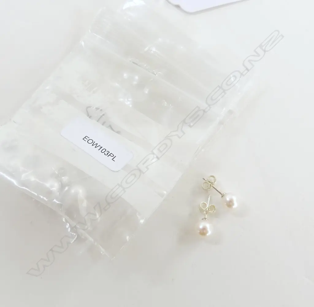 6 PRS SILVER MOUNTED CULTURED PEARL EAR STUDS, NEW Image 1++