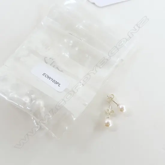 6 PRS SILVER MOUNTED CULTURED PEARL EAR STUDS, NEW