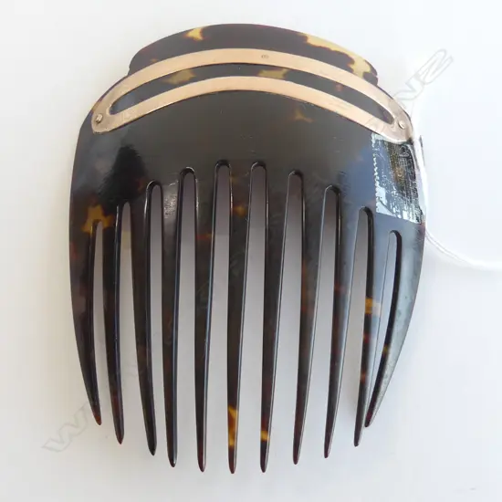 ANTIQUE TORTOISESHELL HAIR COMB w. 15CT TRIM