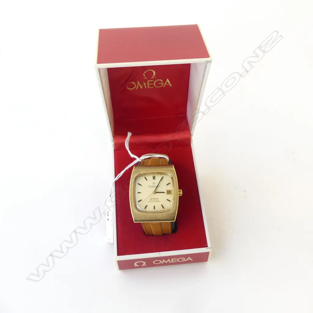 MEN'S GOLD PLATED 1970s OMEGA CONSTELLATION CHRONOMETER, AUTOMATIC in box, running Image 1++