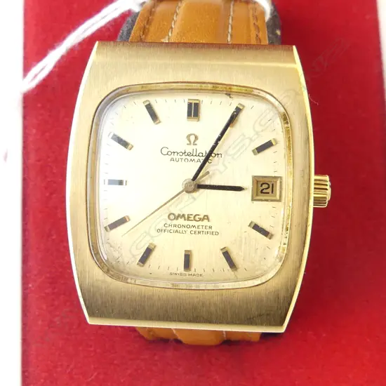 MEN'S GOLD PLATED 1970s OMEGA CONSTELLATION CHRONOMETER, AUTOMATIC in box, running
