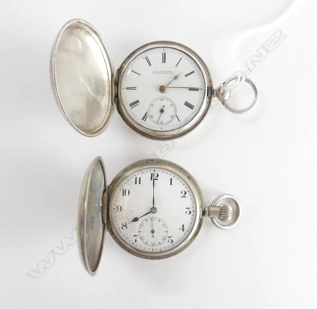 STERLING SILVER GENTS POCKET WATCH  PLUS 1 OTHER Image 1++