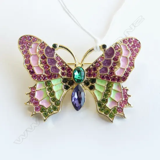 ENAMEL & DIAMANTE BUTTERFLY BROOCH