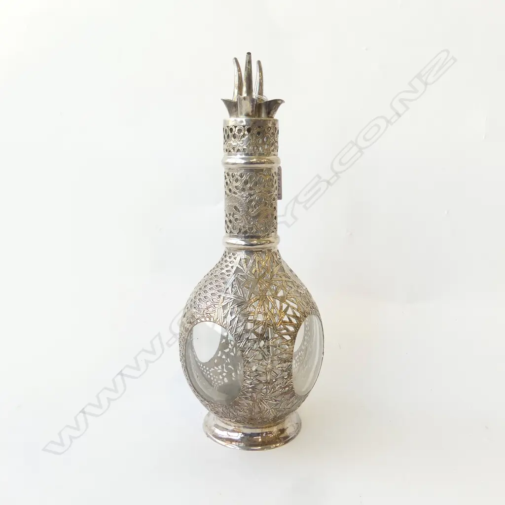 CHINESE SILVER CASED DECANTER, FAULTY DECANTER, H.340mm Image 1++