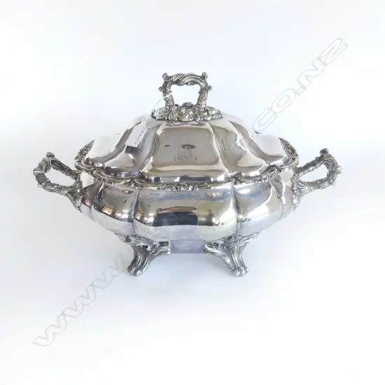LG ANTIQUE SILVER PLATE TUREEN W.430mm