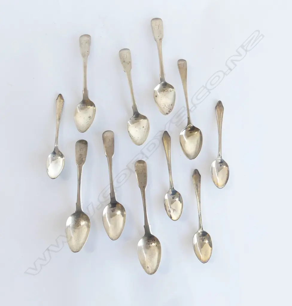 11 STG SILVER TEASPOONS; 6x LONDON 1823, 4 MODERN, 1 OTHER 180gms Image 1++