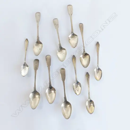 11 STG SILVER TEASPOONS; 6x LONDON 1823, 4 MODERN, 1 OTHER 180gms