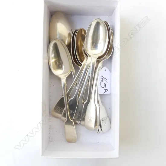 12 STG SILVER TEASPOONS, LONDON 1872 265gms