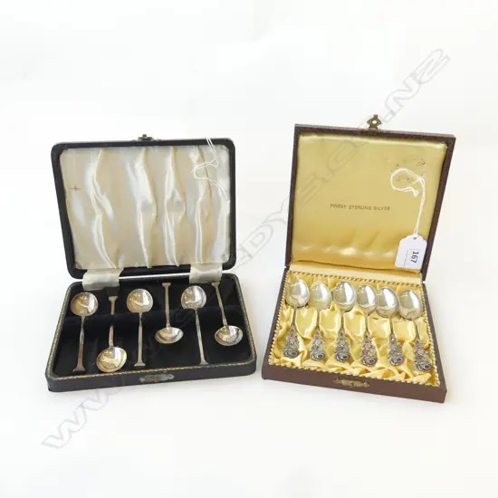 BOXED STERLING SILVER T/SPOONS ROSE DETAIL 43.8gms & BOXED STERLING TEASPOONS 42.6gms