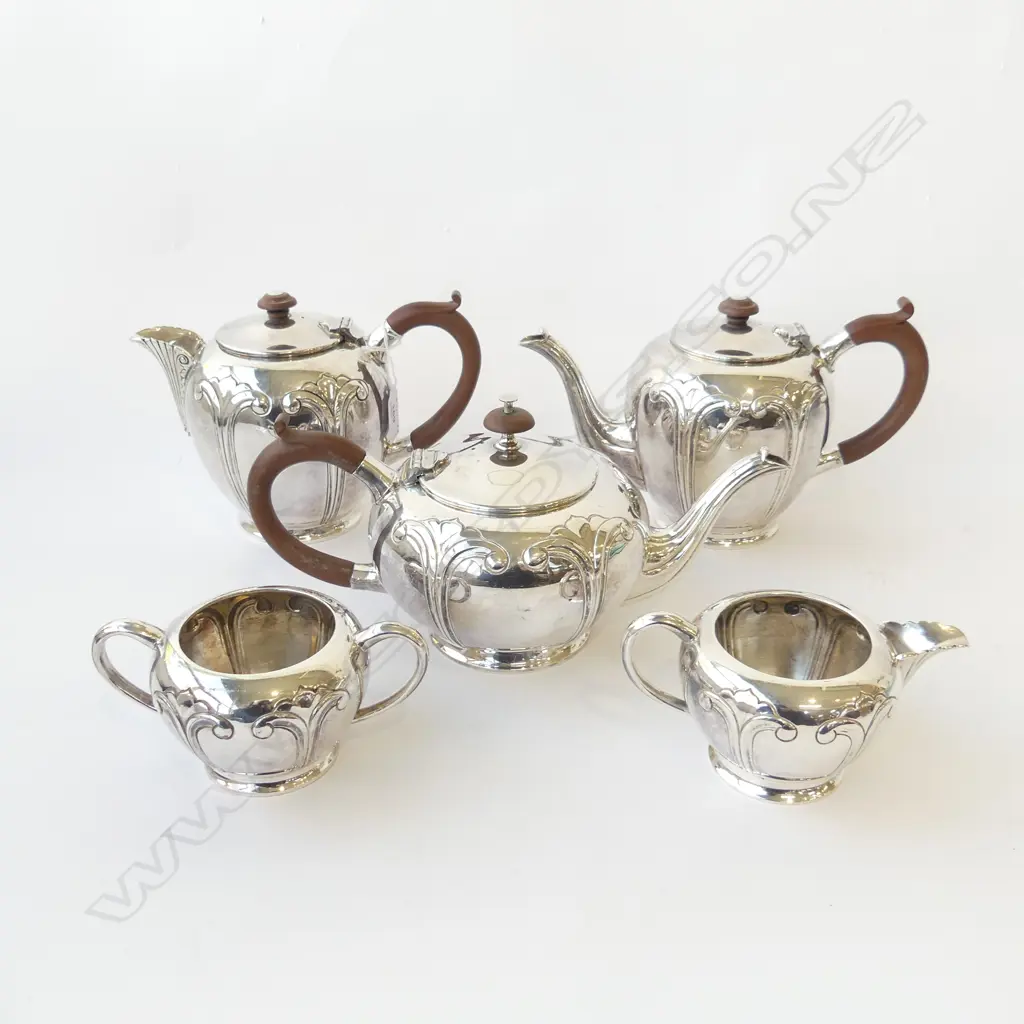5PC SILVER PLATE TEA SET Image 1++