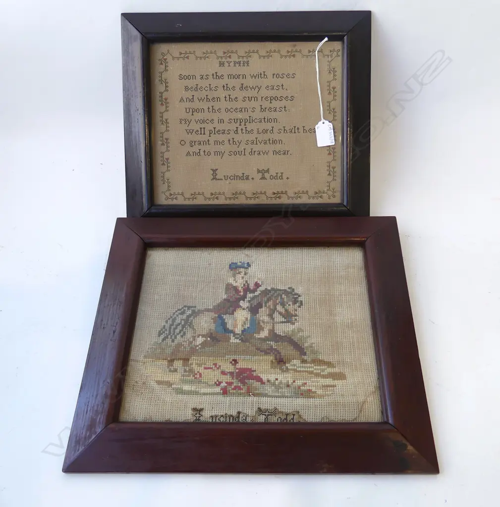 2 IRISH NEEDLEWORK PICTURES BY LUCINDA TODD 225x265mm Image 1++