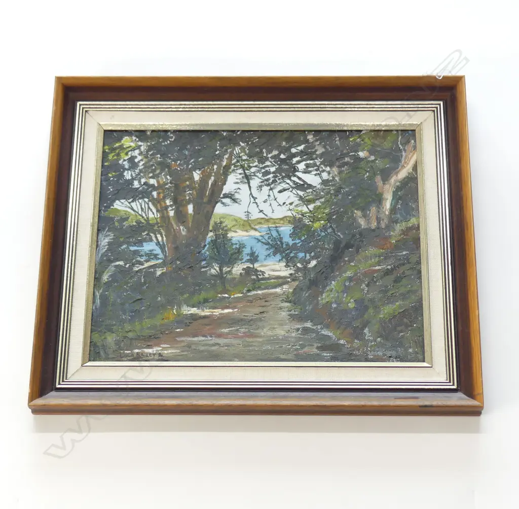 OIL ON BOARD ROTOROA ISLAND SIGNED LOLA BAILEY H380 L450MM Image 1++