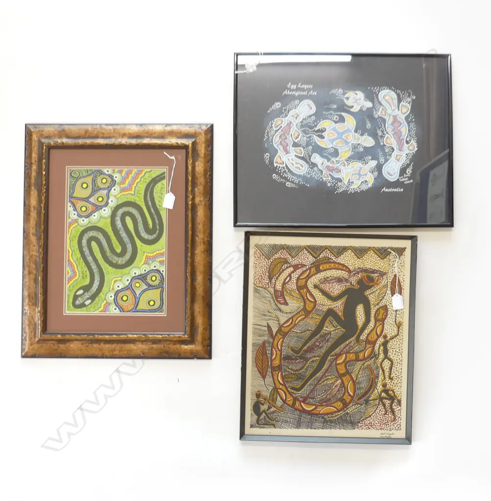 3 FRAMED ABORIDGINAL ARTWORKS H560 W450MM Image 1++