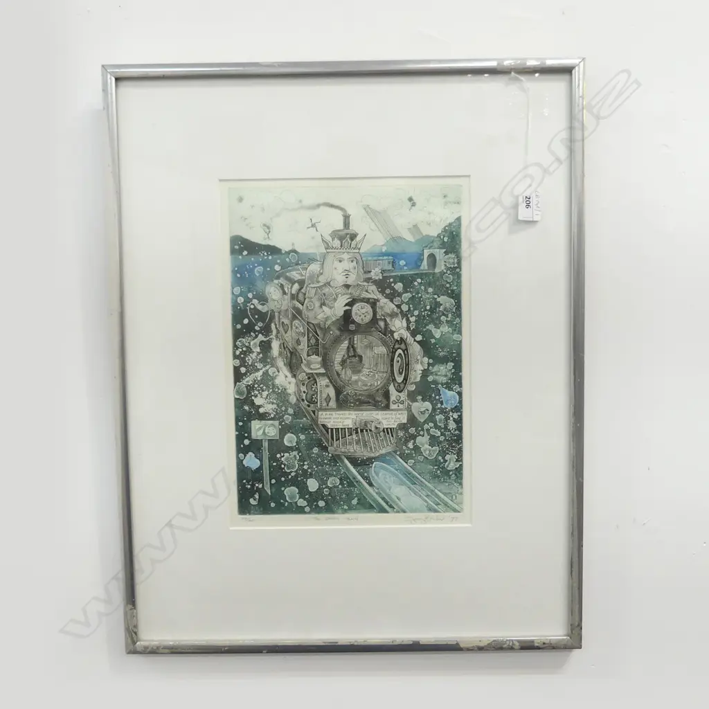 GARY TRICKER 'THE OTIRA TRAIN' ETCHING 33/40 '77 355x250mm Image 1++